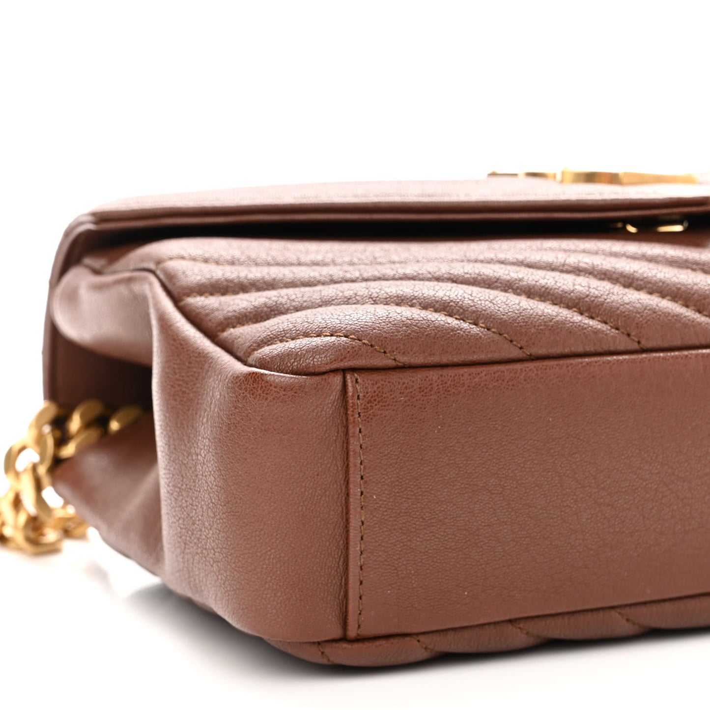 Sheepskin Matelasse Chevron Monogram Medium College Bag Brick