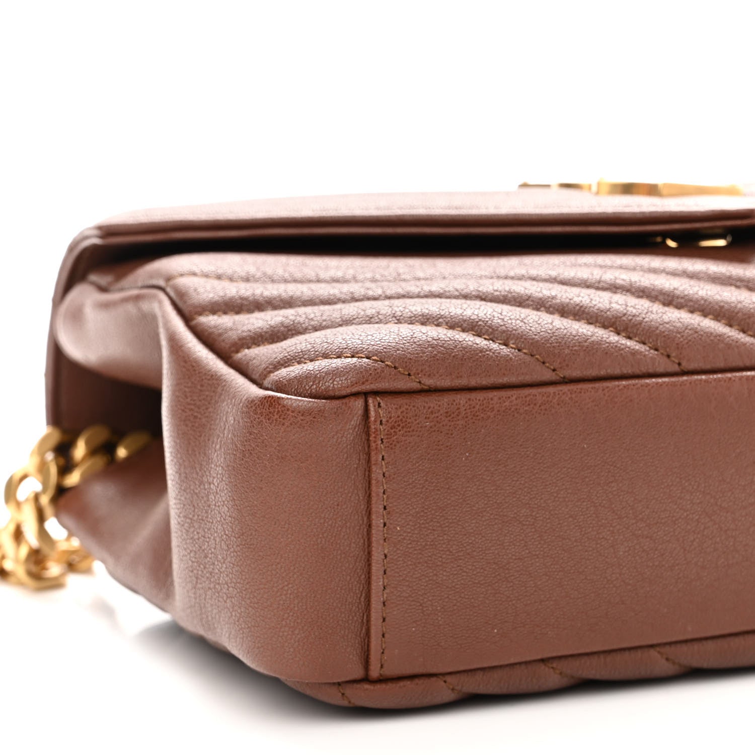 Saint Laurent Sheepskin Matelasse Chevron Monogram Medium College Bag Brick 9 of 10