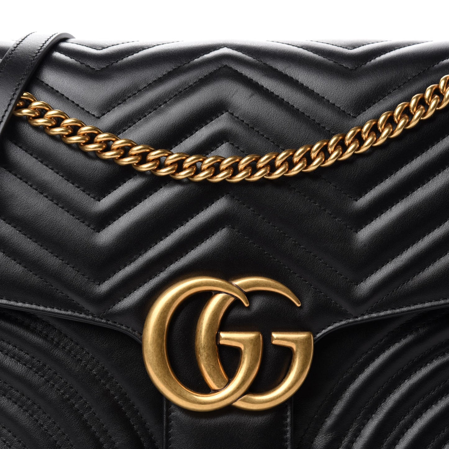 Calfskin Matelasse Large GG Marmont Shoulder Bag Black