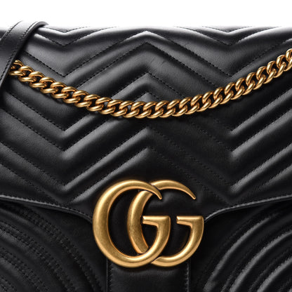 Gucci Calfskin Matelasse Large GG Marmont Shoulder Bag Black 11 of 11