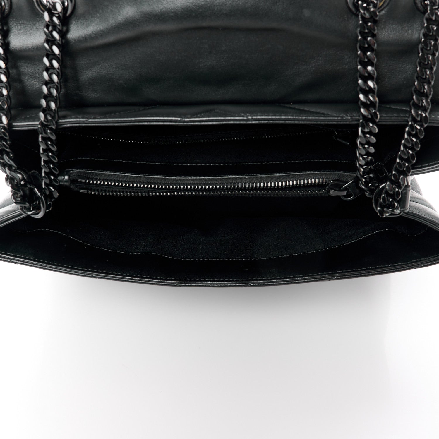 Saint Laurent Calfskin Y Quilted Monogram Monochrome Medium Loulou Chain Satchel Black 5 of 13