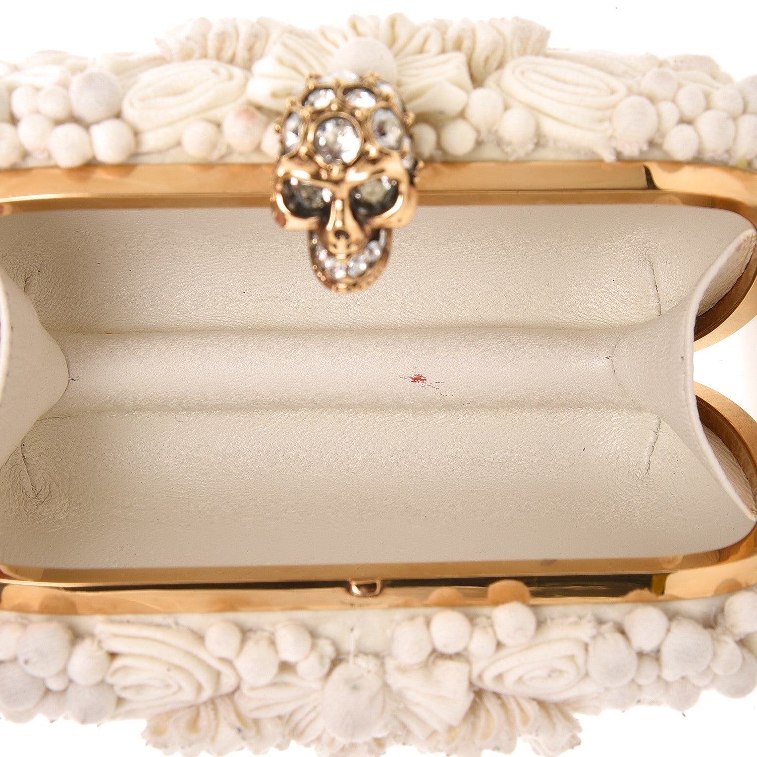 Alexander McQueen Velvet Glory Skull 3D Flower Box Clutch Ivory 7 of 11