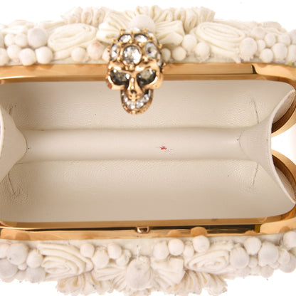 Alexander McQueen Velvet Glory Skull 3D Flower Box Clutch Ivory 7 of 11