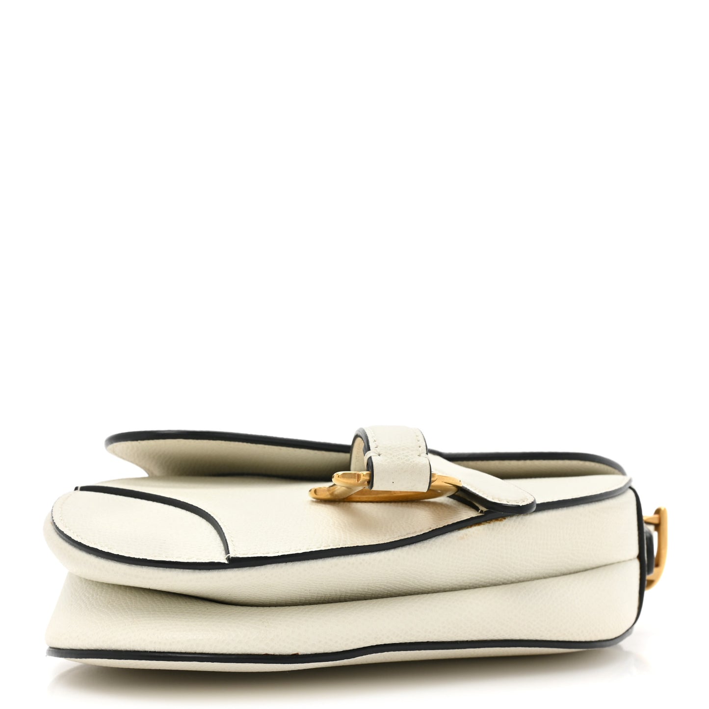 Grained Calfskin Mini Saddle Bag White
