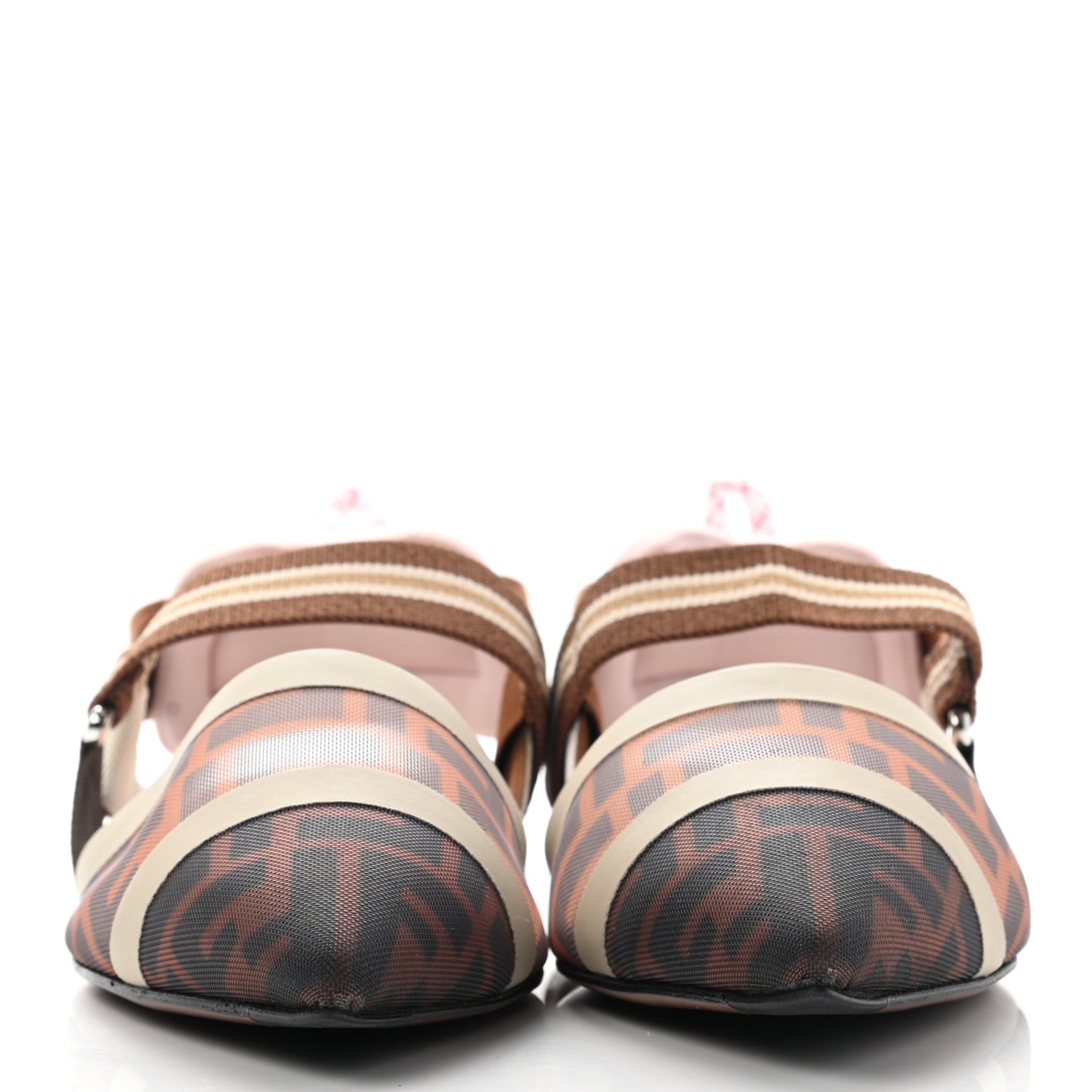Technical Mesh FF Colibri Slingback Ballerina Flats 39.5 Tobacco Moro Camelia Beige Caramello