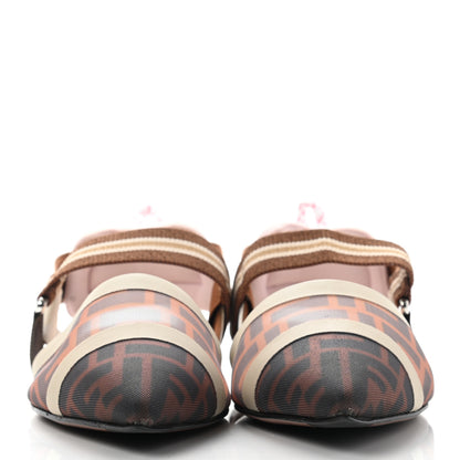 Fendi Technical Mesh FF Colibri Slingback Ballerina Flats 39.5 Tobacco Moro Camelia Beige Caramello 2 of 9