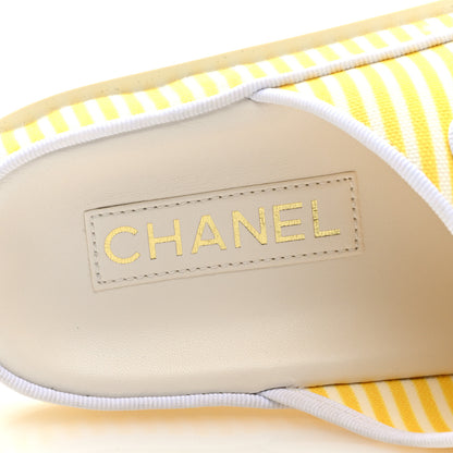 Chanel Printed Calfskin Velcro Dad Flat Mules 38 White Yellow 6 of 9
