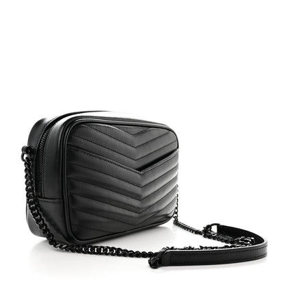 Saint Laurent Calfskin Matelasse Monochrome Monogram Mini Lou Camera Bag Black 2 of 10