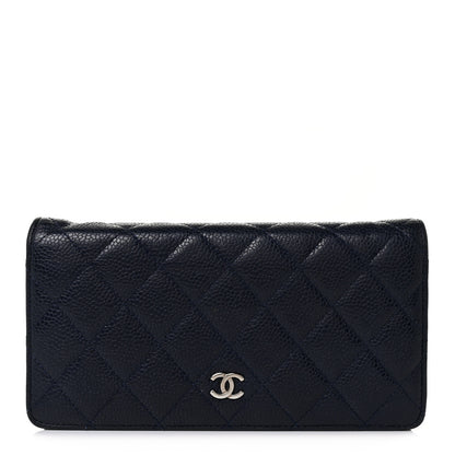 Chanel Caviar Quilted Yen Wallet Dark Blue 1 of 9