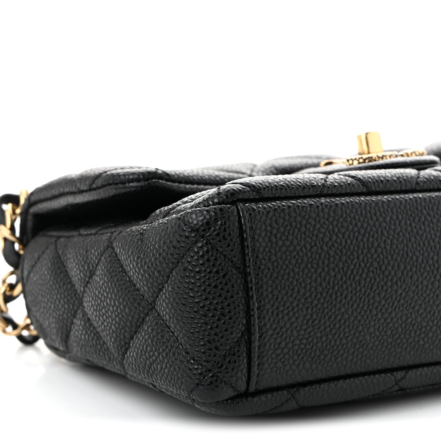 Grained Lambskin Quilted Mini Flap Black