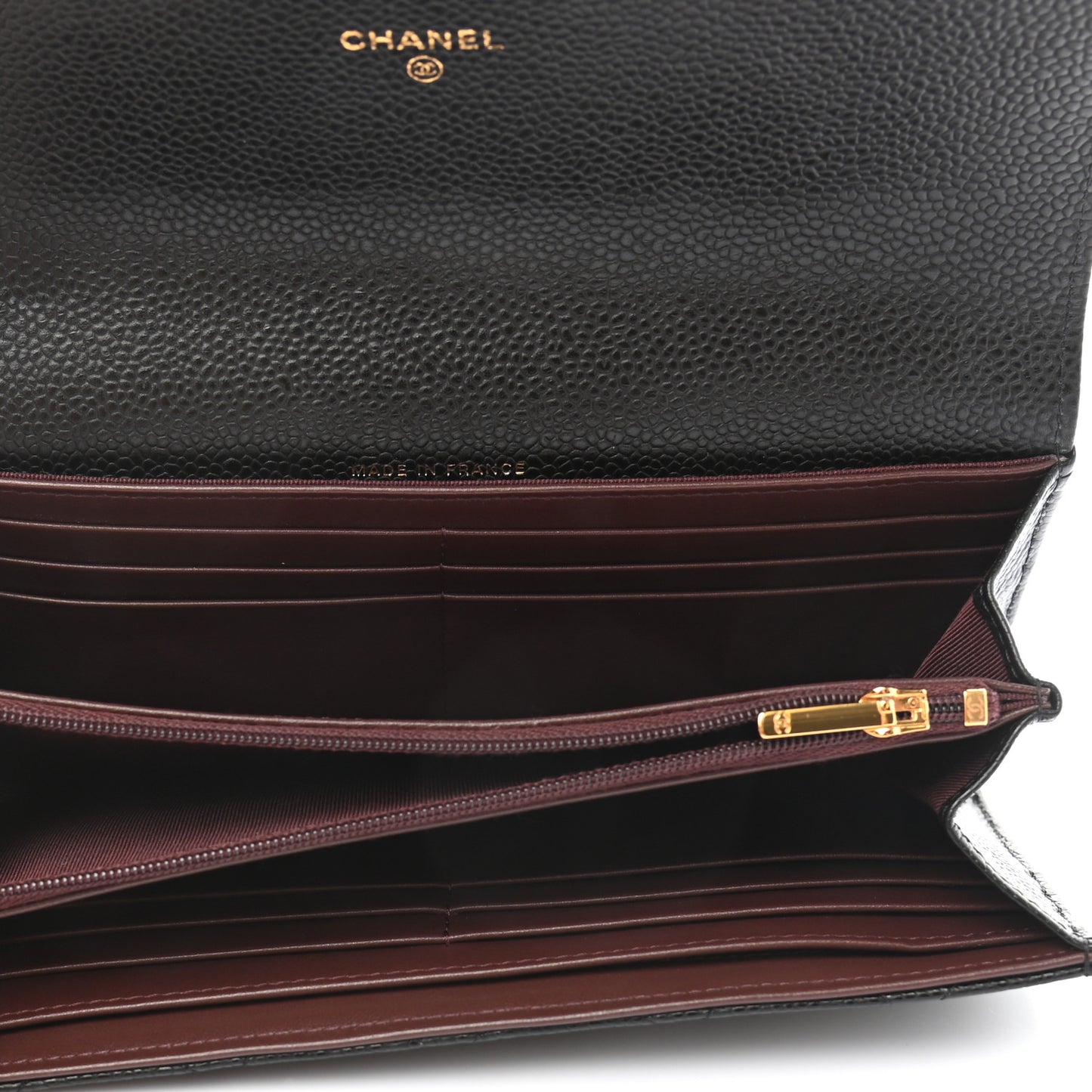 Caviar Quilted Large Gusset Flap Wallet Black