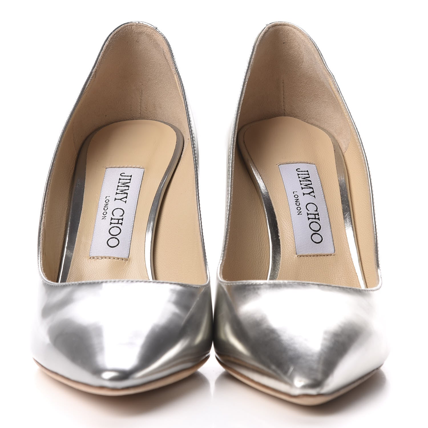 Jimmy Choo Metallic Mirror Calfskin Romy 85 Pumps 37 Silver 3 of 8