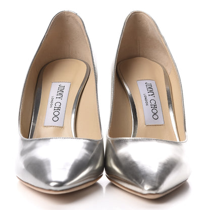 Jimmy Choo Metallic Mirror Calfskin Romy 85 Pumps 37 Silver 3 of 8