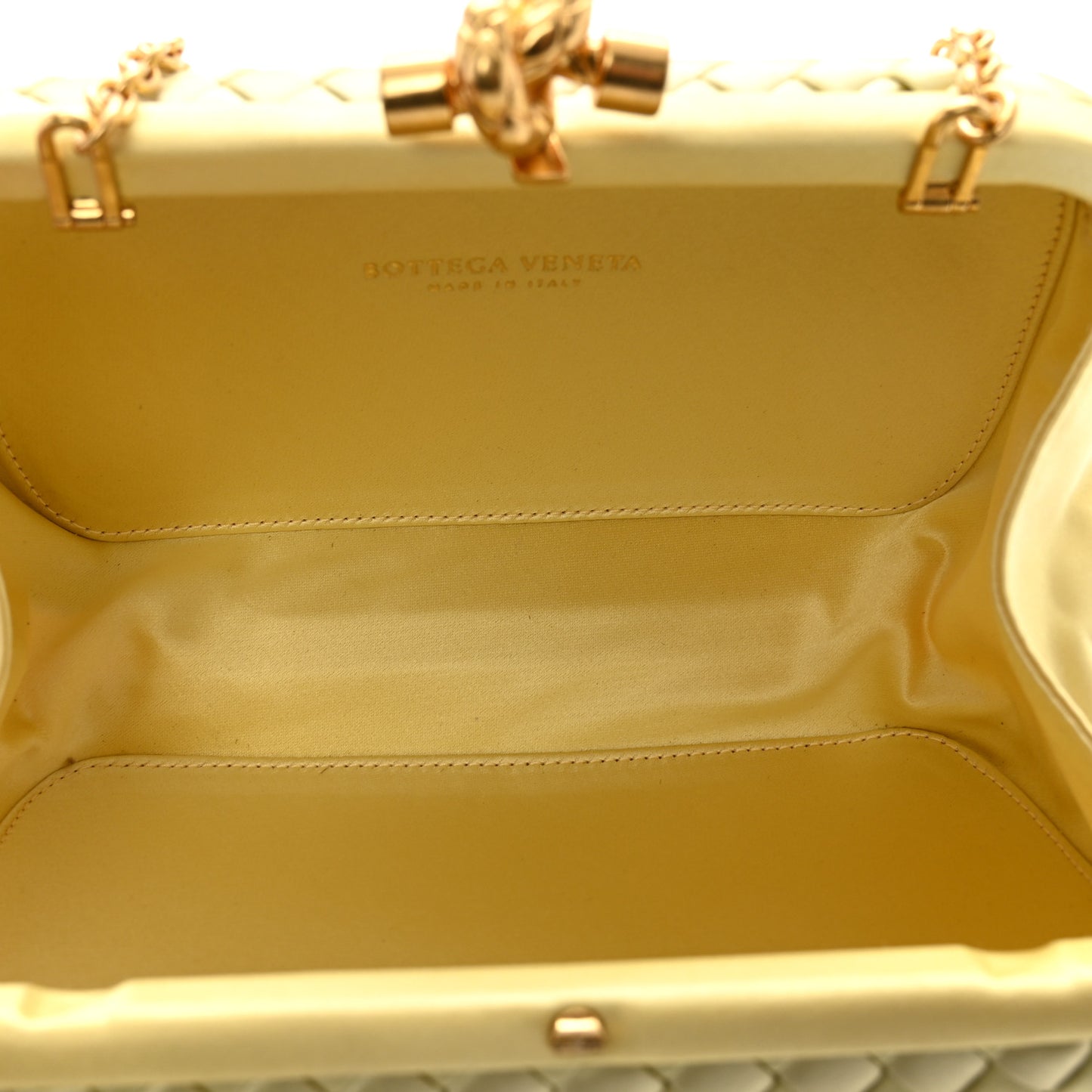 Satin Ayers Intrecciato Chain Knot Clutch Duchesse