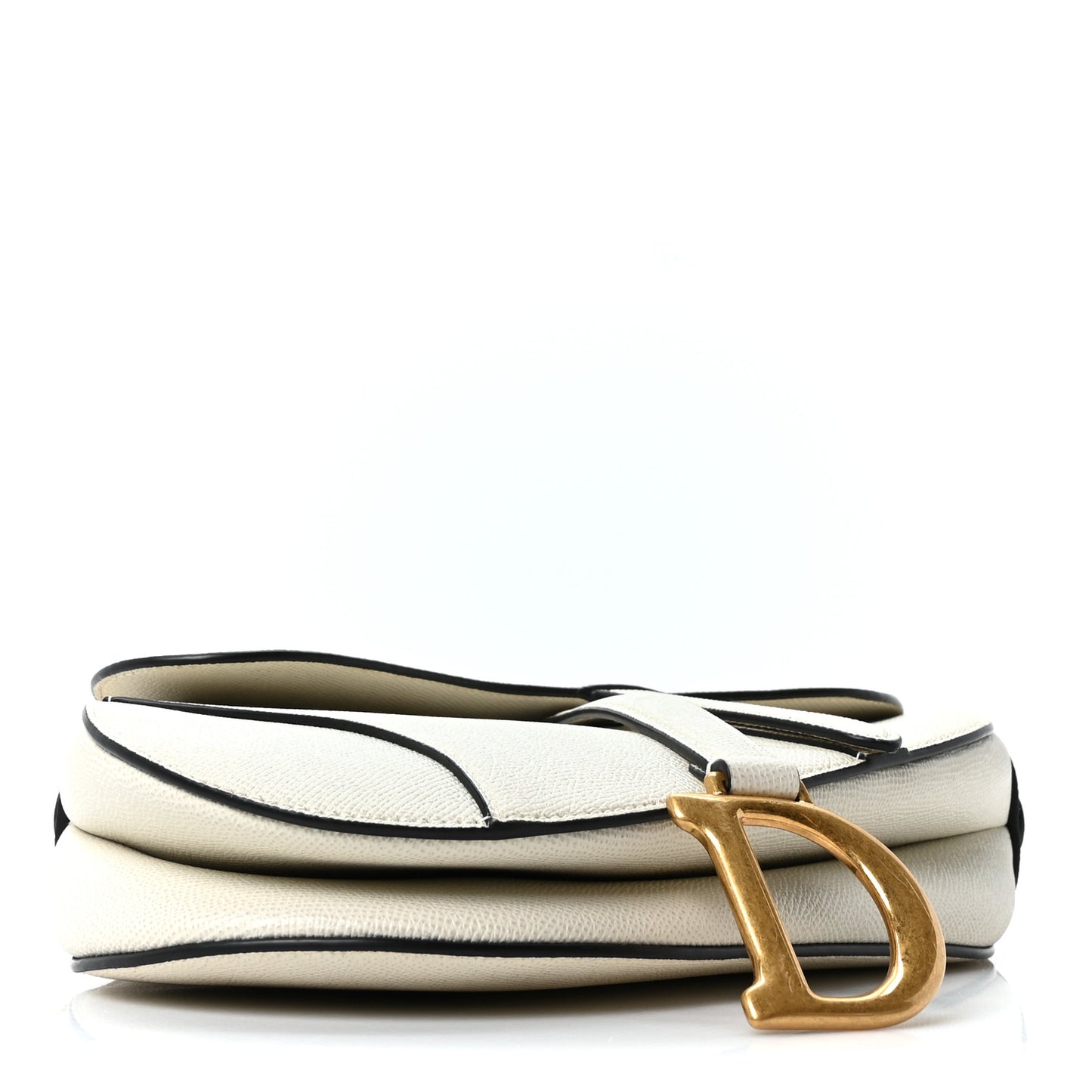 Grained Calfskin Saddle Bag White