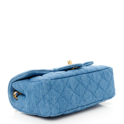 Chanel Denim Quilted Mini Pearl Crush Rectangular Flap Blue 4 of 11