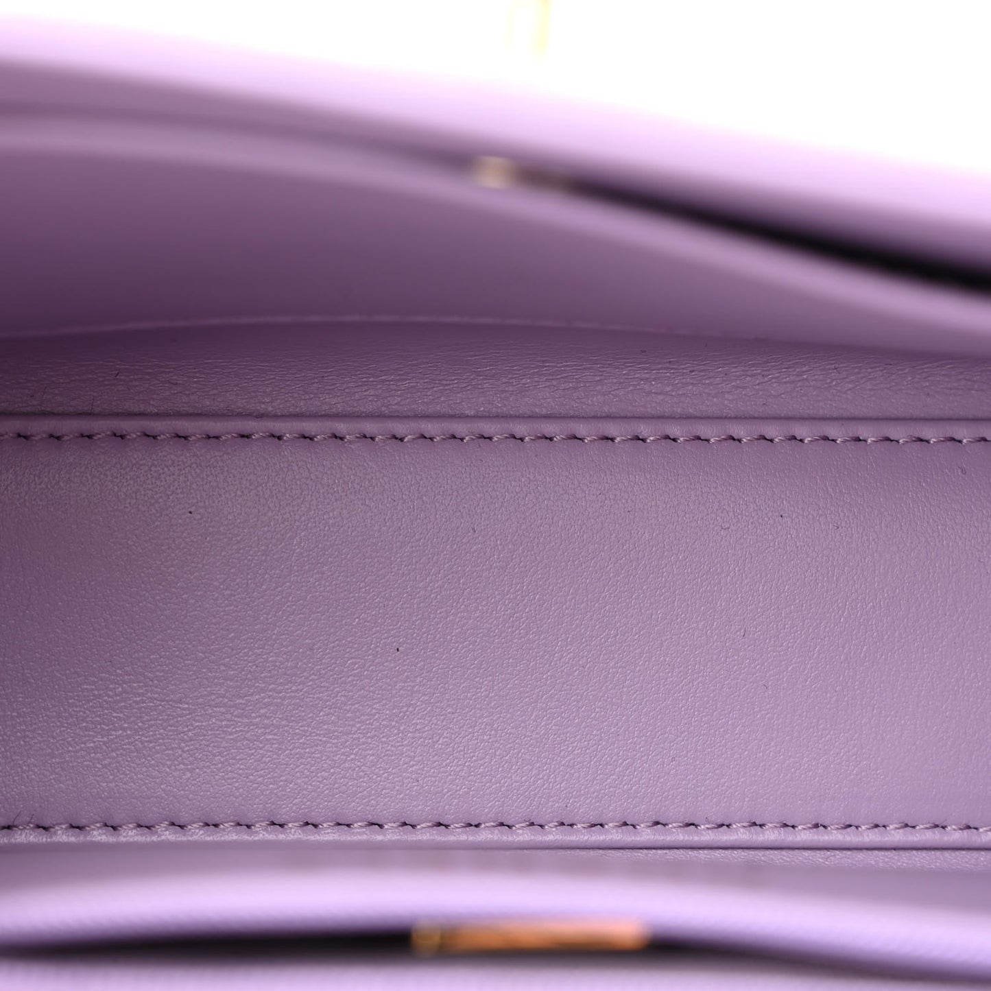 Shiny Aged Calfskin Quilted Nano Kelly Shopper Lilac