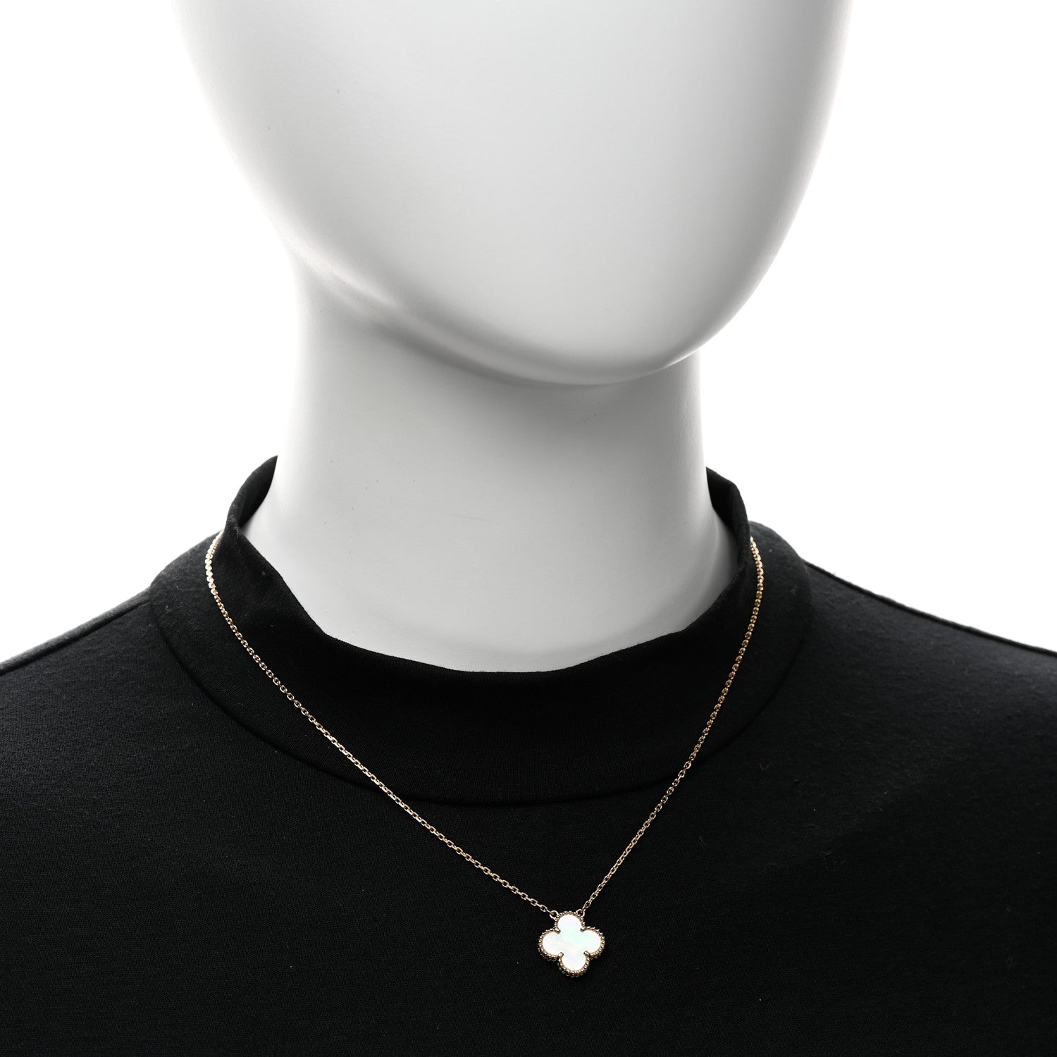 Van Cleef & Arpels 18K Yellow Gold Mother of Pearl Vintage Alhambra Pendant Necklace 2 of 6