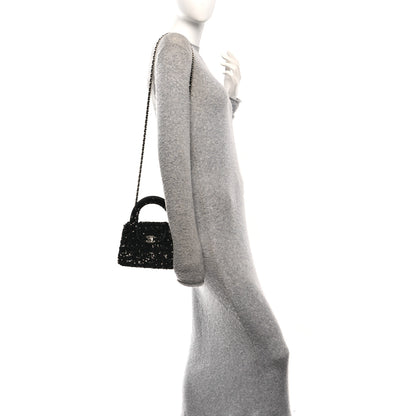 Chanel Sequin Nano Kelly Shopper Black 2 of 10