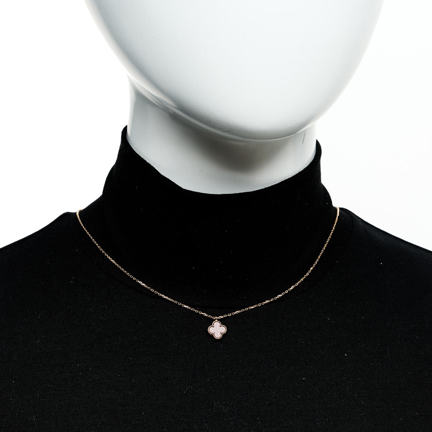 18K Rose Gold Carnelian Sweet Alhambra Pendant Necklace