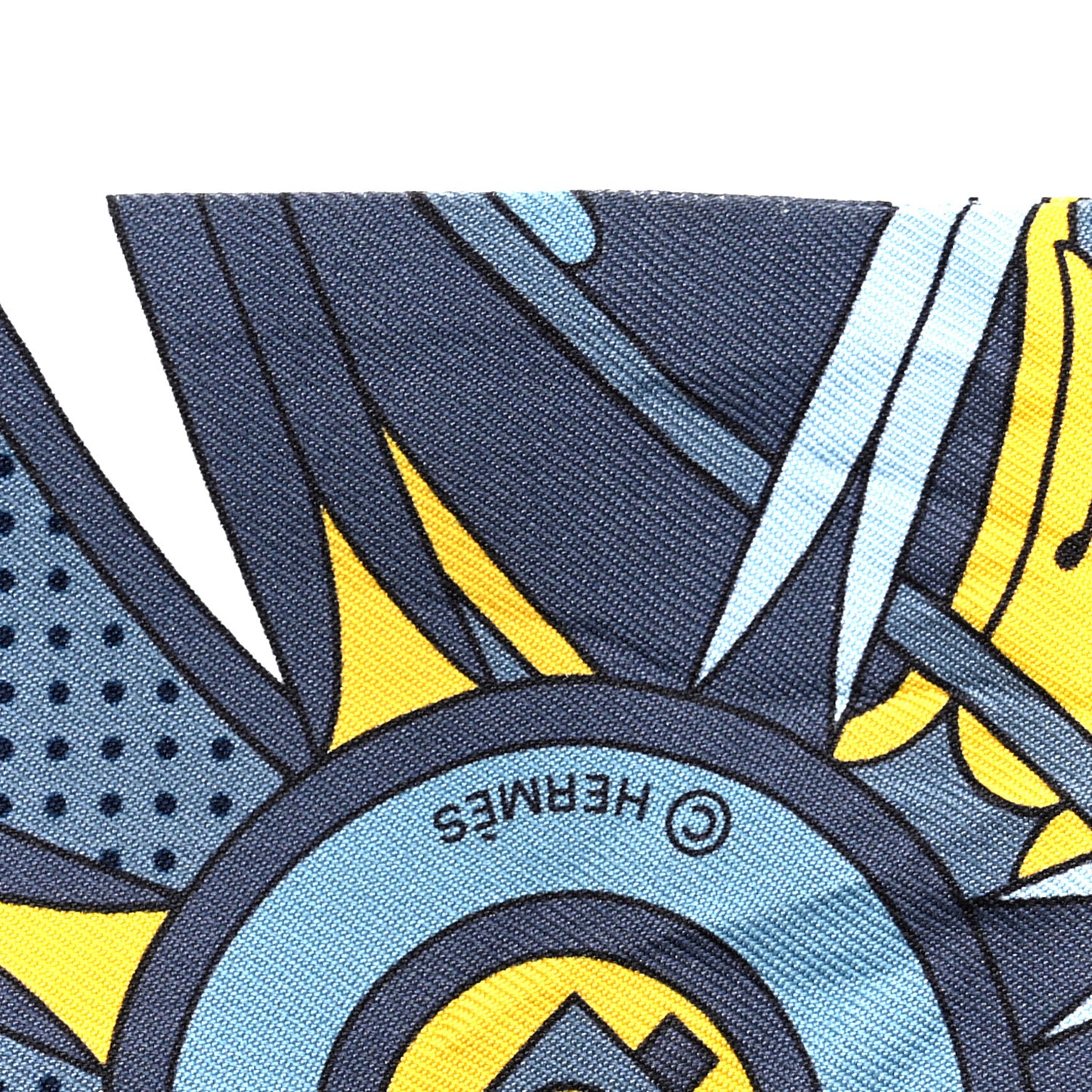 Silk Washington's Carriage Detail Twilly Gris Bleu Jean Jaune