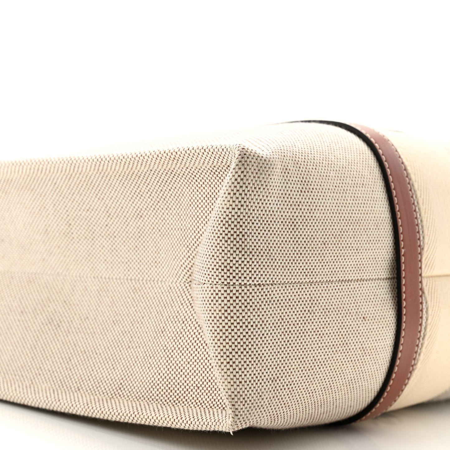 Cotton Calfskin Large Woody Ribbon Tote White Brown