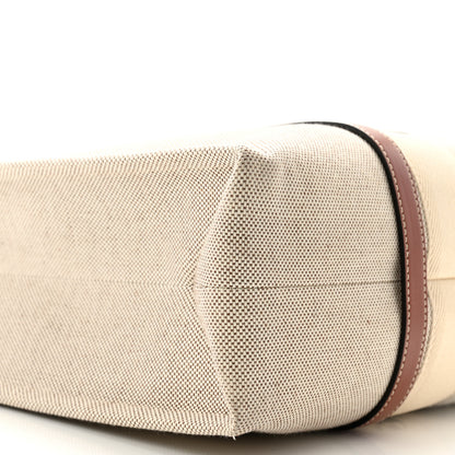 Chloe Cotton Calfskin Large Woody Ribbon Tote White Brown 10 of 13