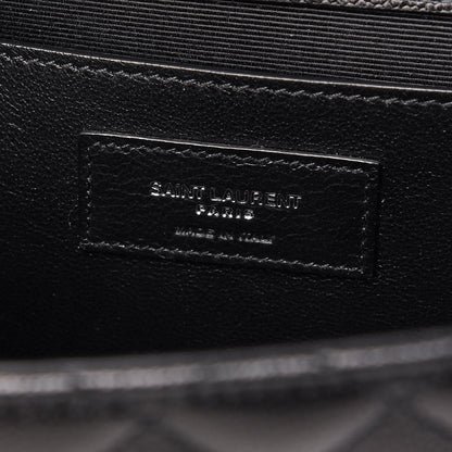Saint Laurent Grain De Poudre Textured Mixed Matelasse Triquilt Medium Monogram Satchel Black 8 of 10