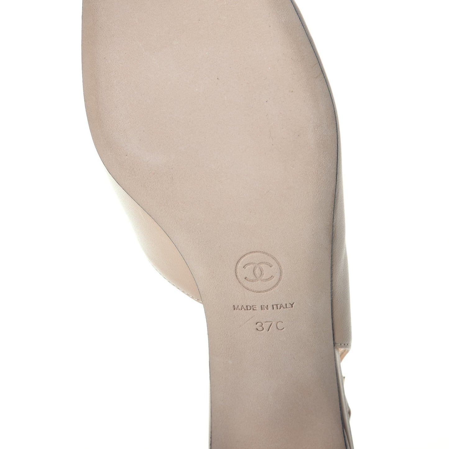 Lambskin Grosgrain Pearl Cap Toe CC Slingback Pumps 37 Beige Black