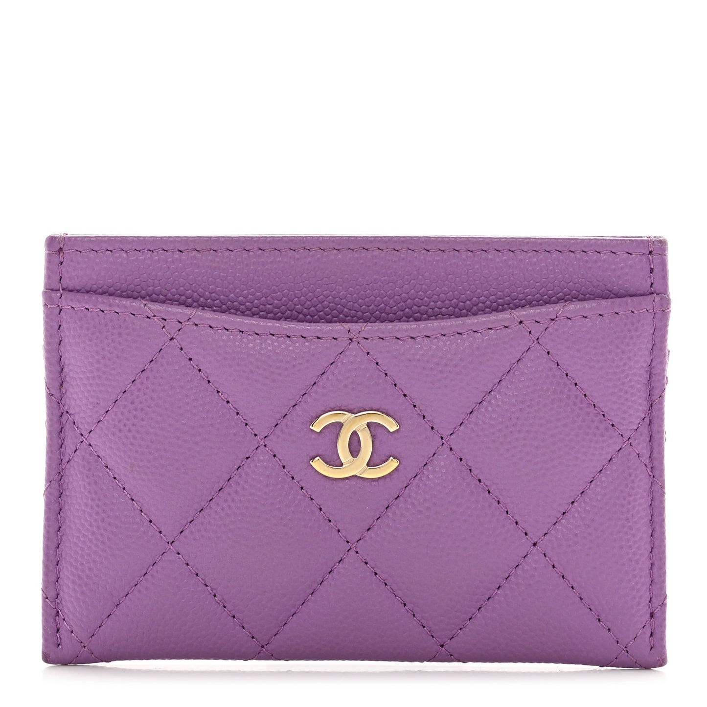 Caviar Quilted Card Holder Purple
