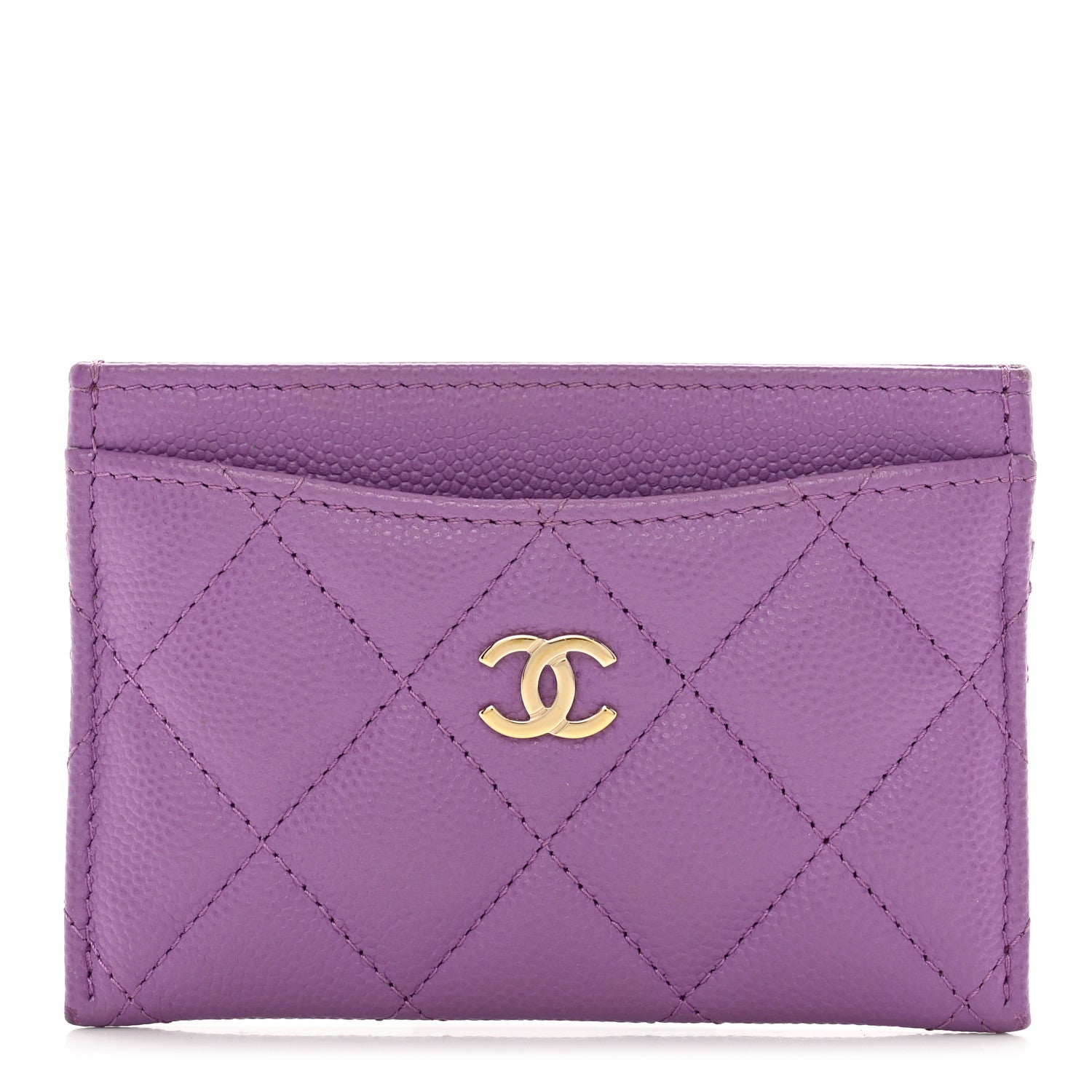 Chanel Caviar Quilted Card Holder Purple 1 of 10
