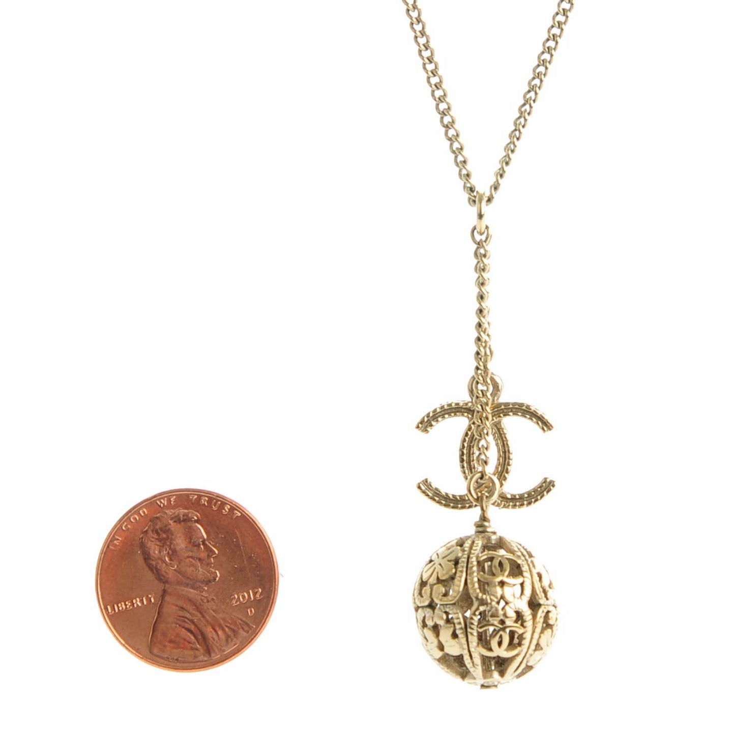 CC Ball Pendant Necklace Gold