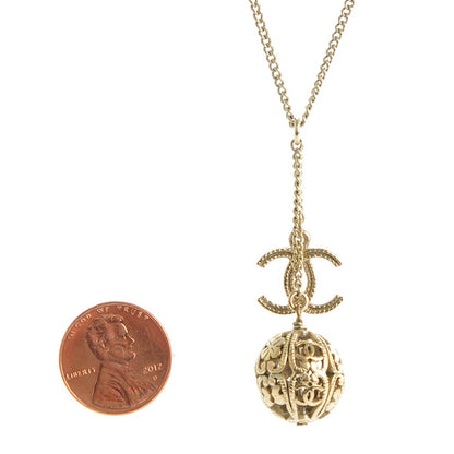 Chanel CC Ball Pendant Necklace Gold 2 of 5