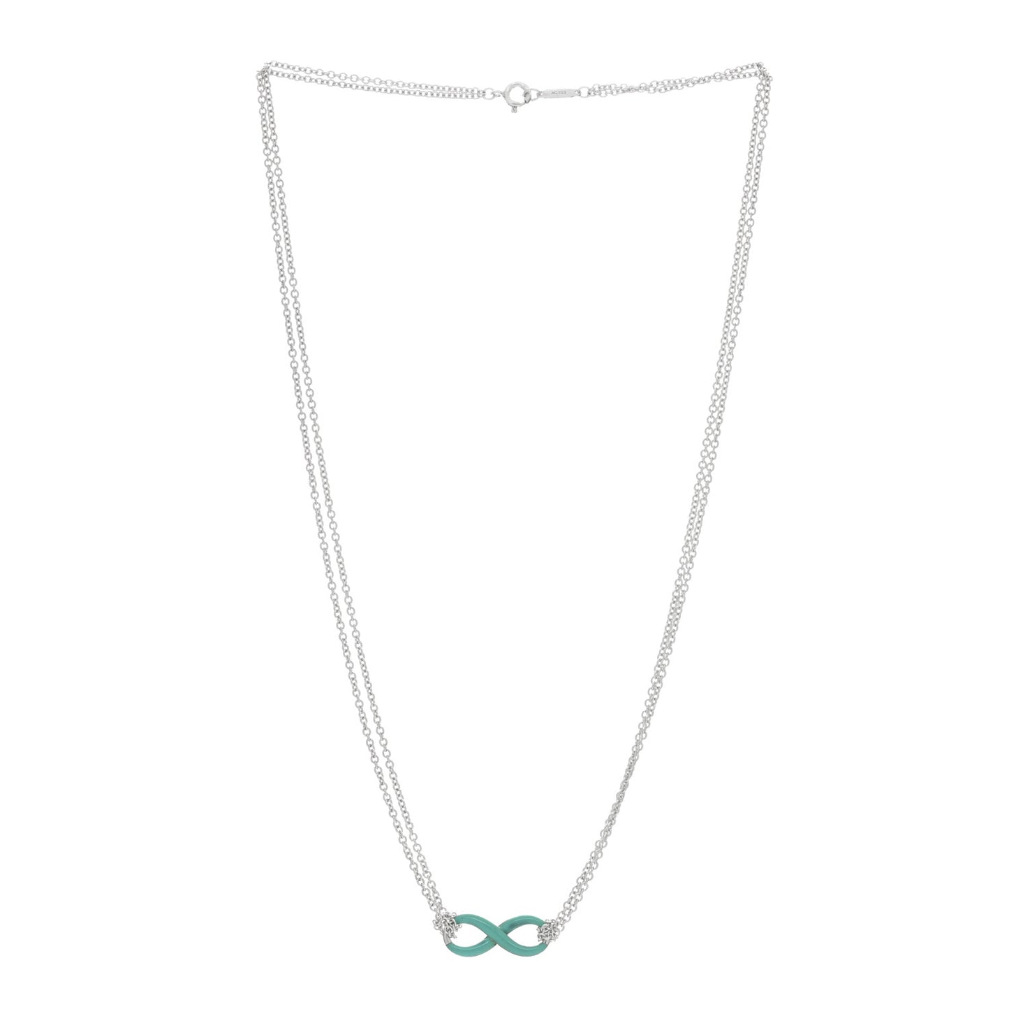 Sterling Silver Enamel Infinity Necklace Blue