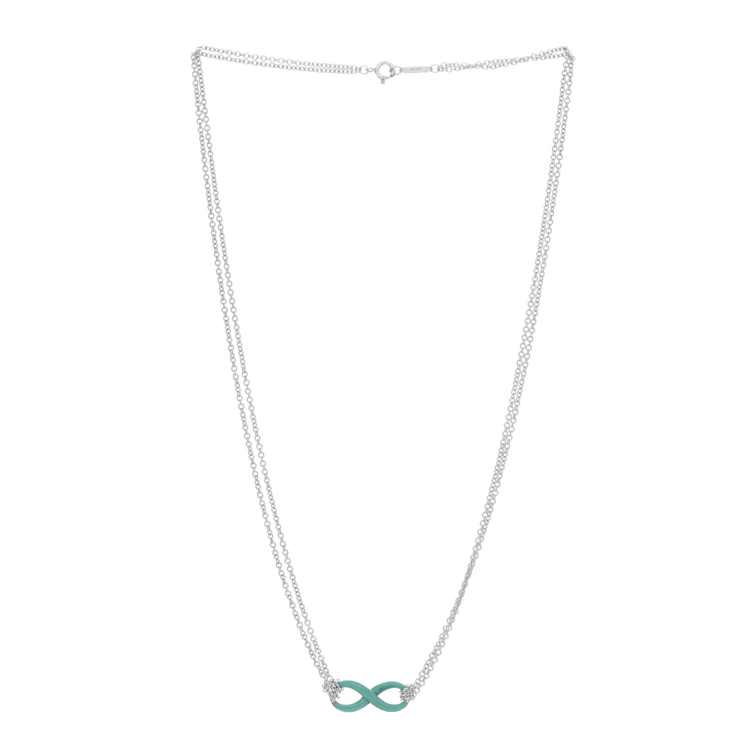 Tiffany Sterling Silver Enamel Infinity Necklace Blue 2 of 4