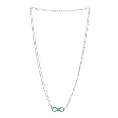 Tiffany Sterling Silver Enamel Infinity Necklace Blue 2 of 4
