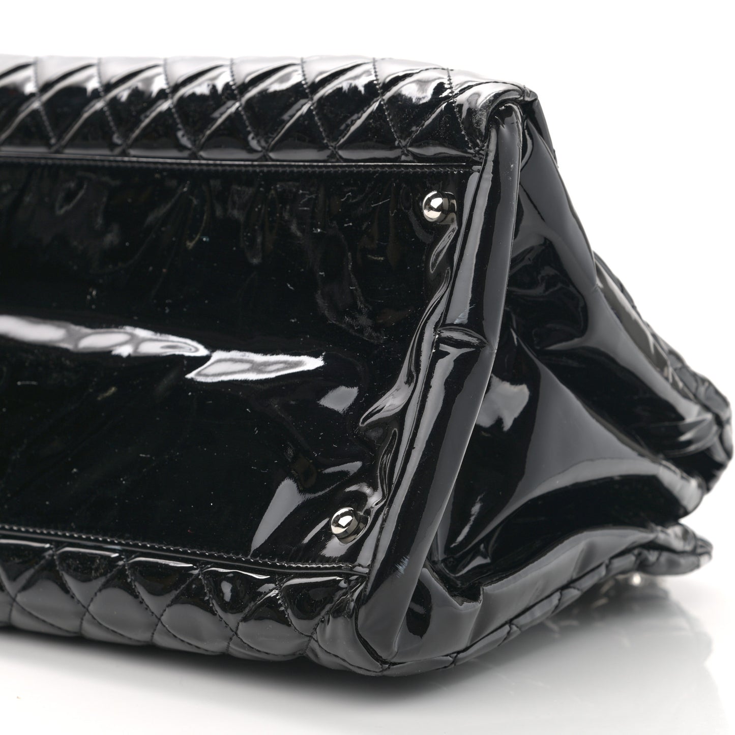 Patent Quilted Maxi Just Mademoiselle Bowling Bag Black