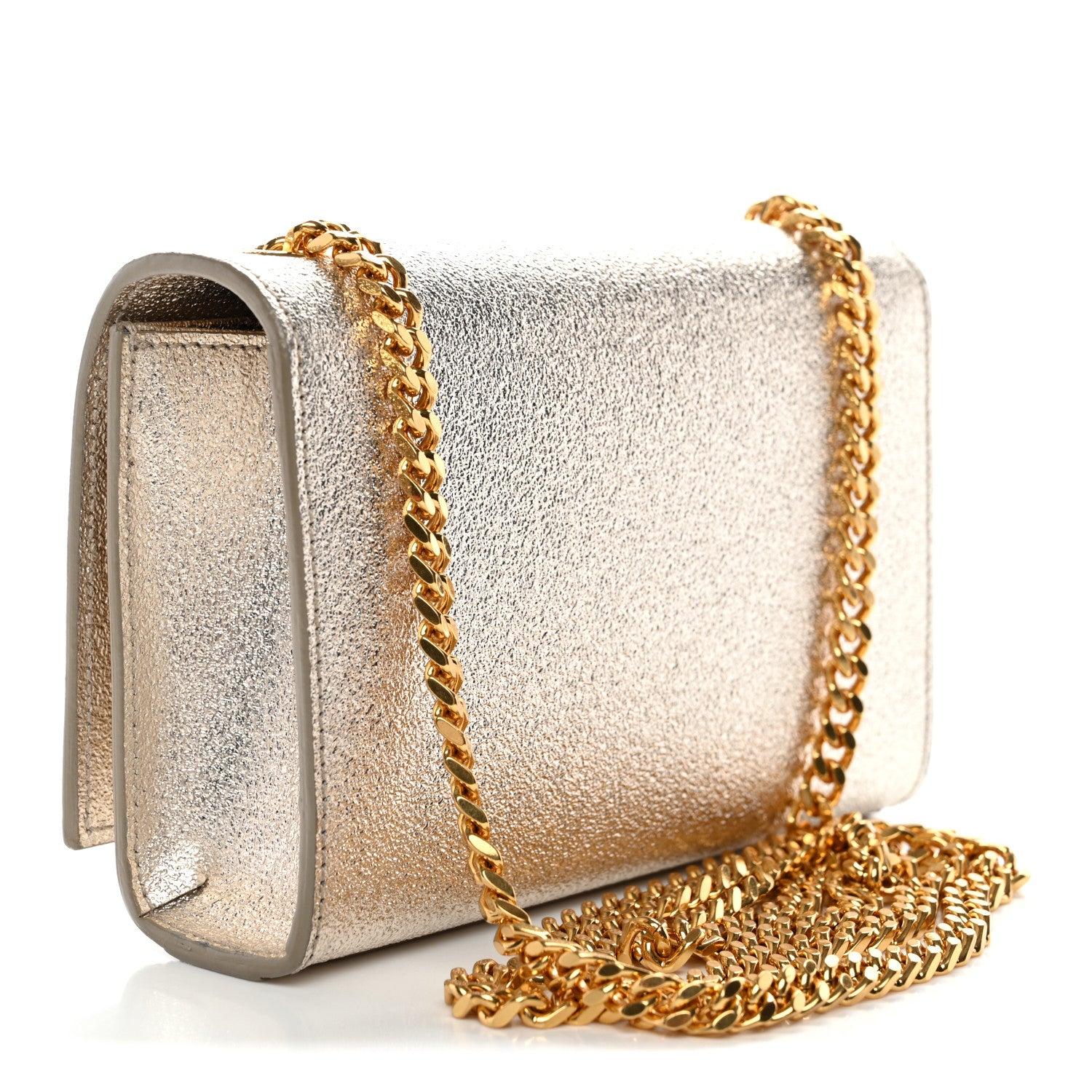 Saint Laurent Metallic Calfskin Small Classic Monogram Kate Satchel Platine 3 of 11