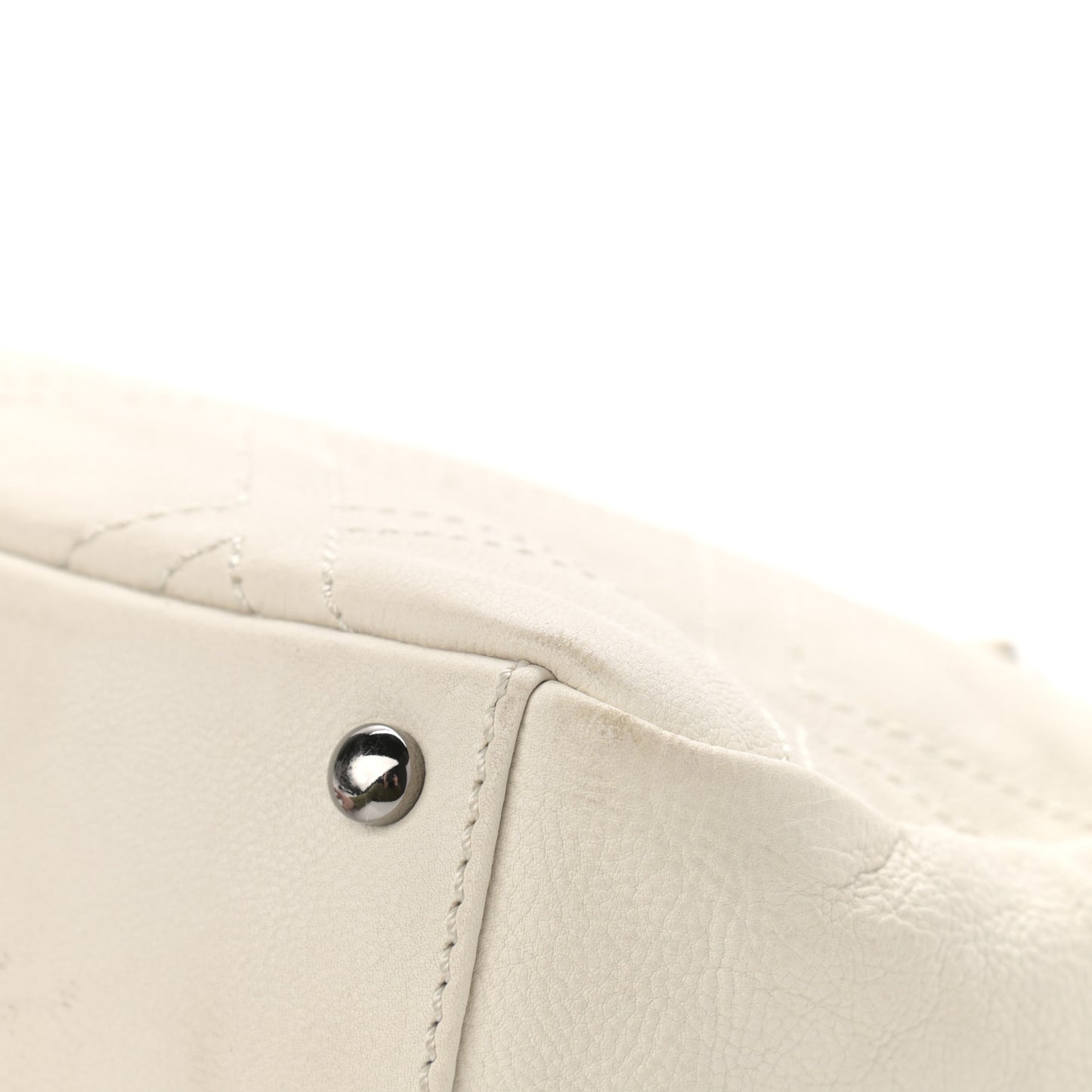 Calfskin Small Diamond Stitch Tote White