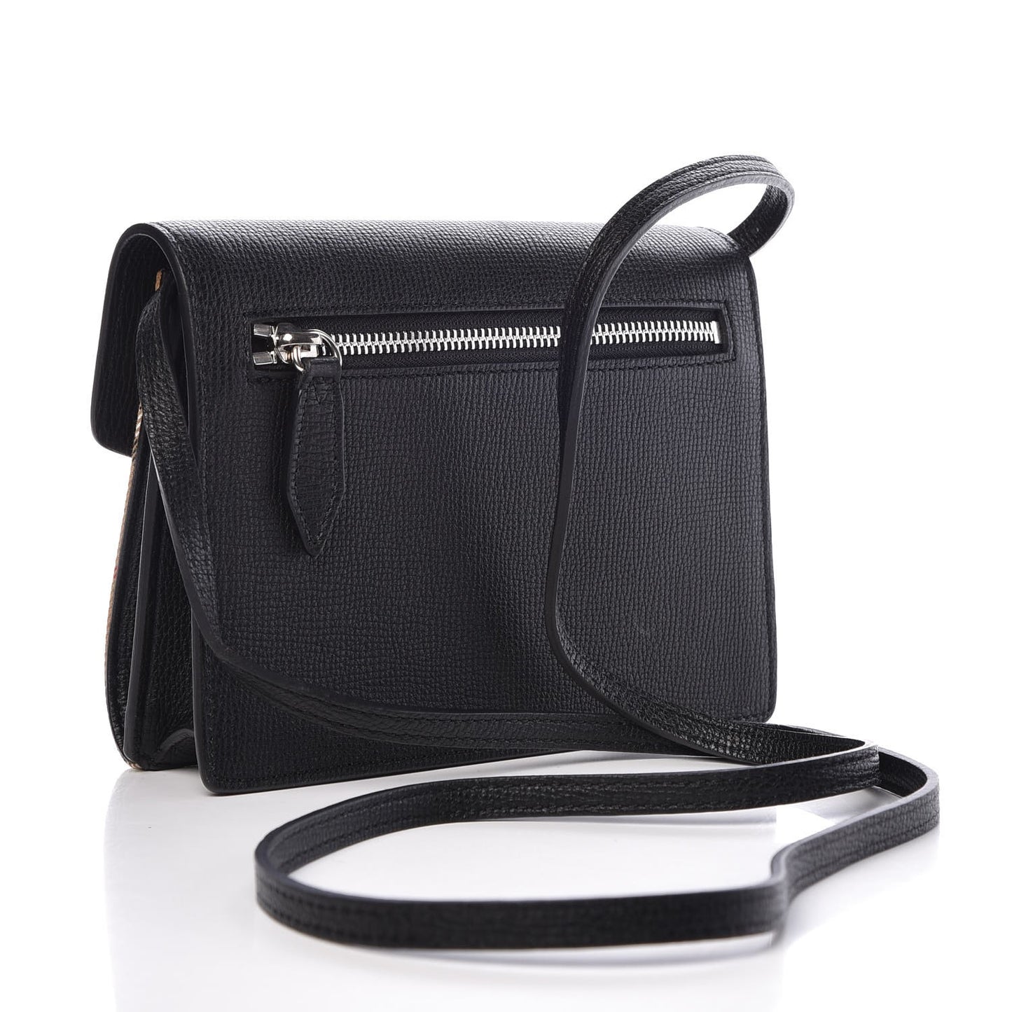 Grainy Calfskin Vintage Check Mini Macken Crossbody Bag Black