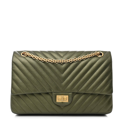 Chanel Metallic Calfskin Chevron Quilted 2.55 Reissue 226 Flap Green 1 of 11