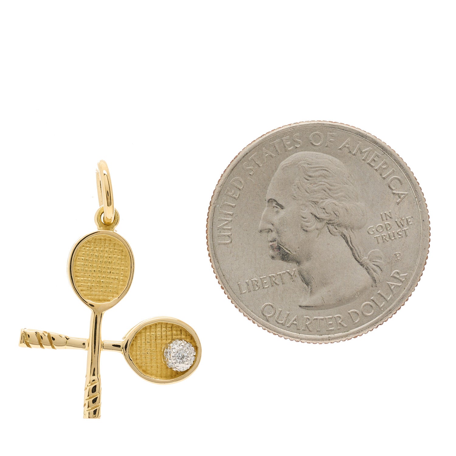 Tiffany 18K Yellow White Gold Diamond Tennis Racket Charm 2 of 4