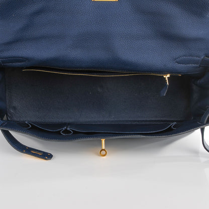 Hermes Taurillon Clemence Shoulder Kelly 40 Bleu De Malte 19 of 21