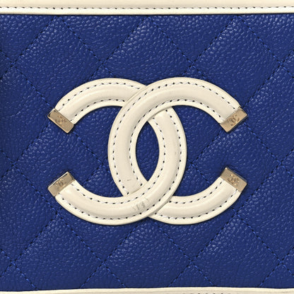 Chanel Caviar Quilted Small CC Filigree Vanity Case Blue White Red 8 of 10
