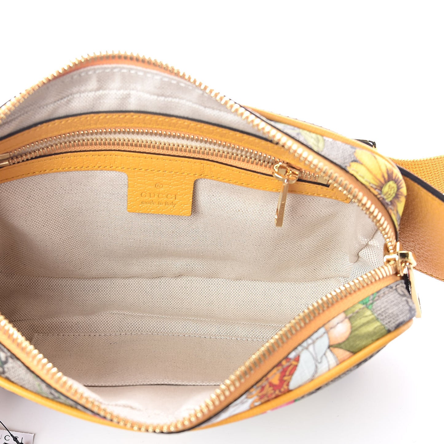 GG Supreme Monogram Flora Medium Ophidia Belt Bag Beige Multicolor Crop