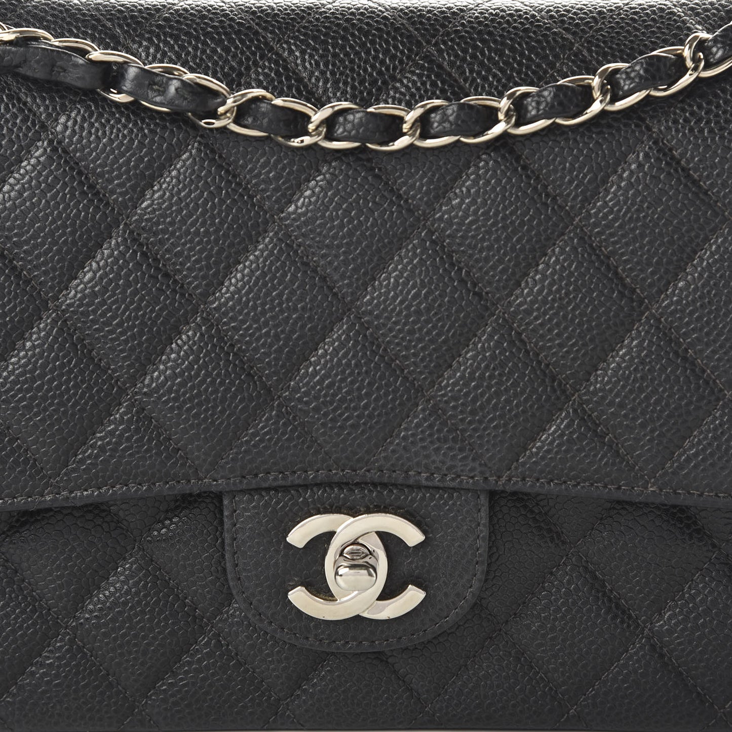 Caviar Quilted Medium Double Flap Black