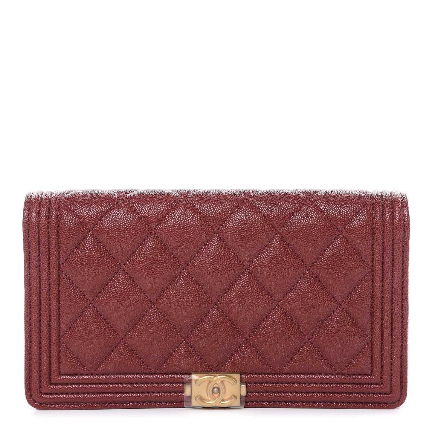 Caviar Quilted Boy Yen Wallet Burgundy