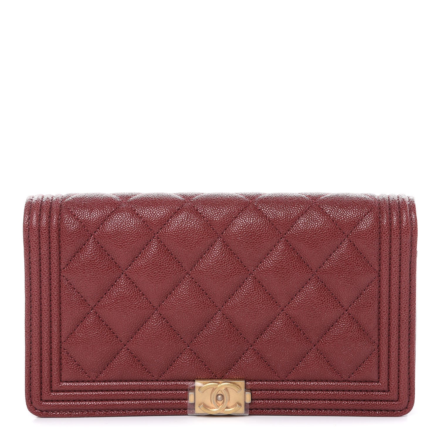 Chanel Caviar Quilted Boy Yen Wallet Burgundy 1 of 11