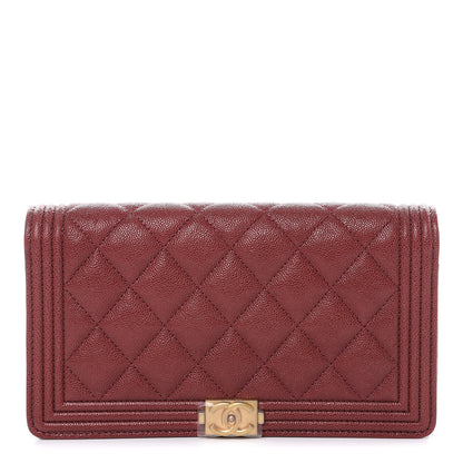 Chanel Caviar Quilted Boy Yen Wallet Burgundy 1 of 11
