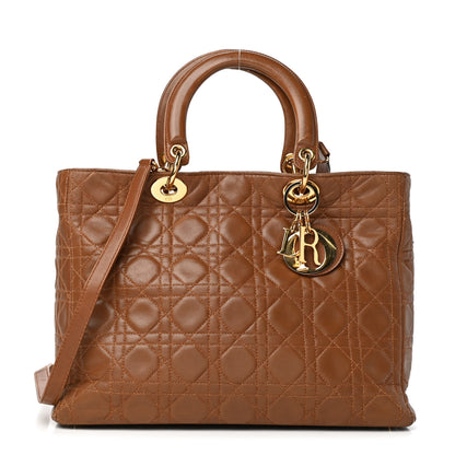 Christian Dior Lambskin Cannage Large Lady Dior Tan 1 of 11